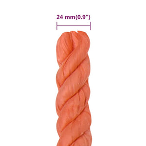 vidaXL Work Rope Orange 24 mm 100 m Polypropylene