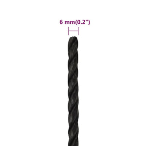 vidaXL Work Rope Black 6 mm 500 m Polypropylene