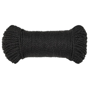 vidaXL Work Rope Black 8 mm 50 m Polypropylene