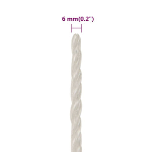 vidaXL Work Rope White 6 mm 500 m Polypropylene