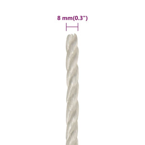 vidaXL Work Rope White 8 mm 500 m Polypropylene