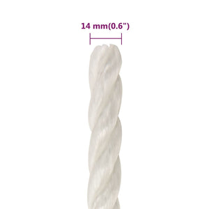 vidaXL Work Rope White 14 mm 50 m Polypropylene