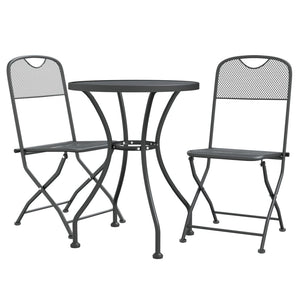 vidaXL 3 Piece Garden Dining Set Expanded Metal Mesh Anthracite