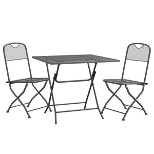 vidaXL 3 Piece Garden Dining Set Expanded Metal Mesh Anthracite