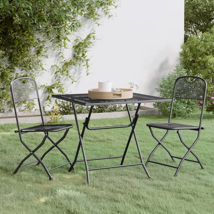 vidaXL 3 Piece Garden Dining Set Expanded Metal Mesh Anthracite