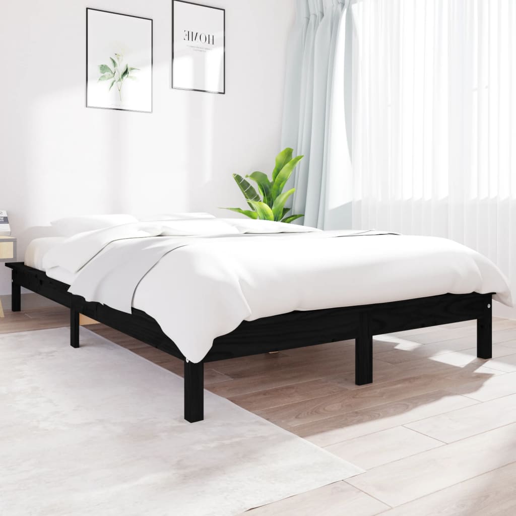 820540 vidaXL Bed Frame without Mattress Black 120x200 cm Solid Wood