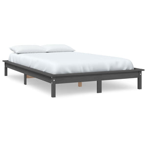 820543 vidaXL Bed Frame without Mattress Grey 140x200 cm Solid Wood