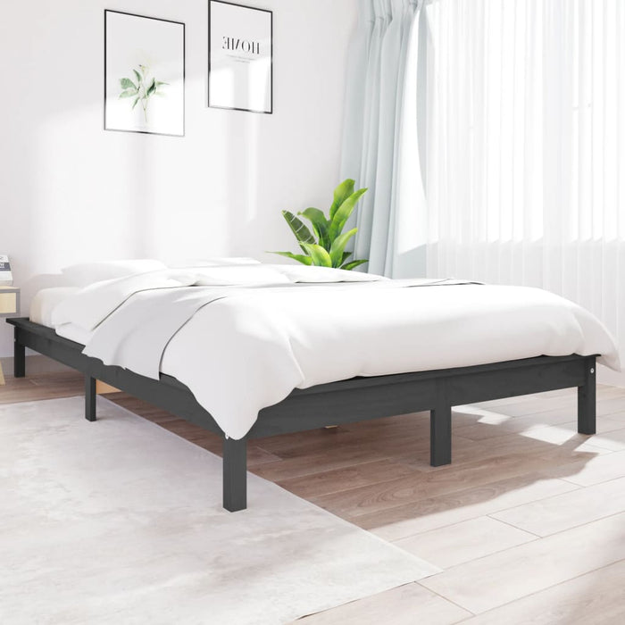 820543 vidaXL Bed Frame without Mattress Grey 140x200 cm Solid Wood