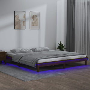 vidaXL LED Bed Frame Honey Brown 120x200 cm Solid Wood