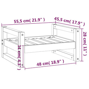 vidaXL Dog Bed White 55.5x45.5x28 cm Solid Pine Wood