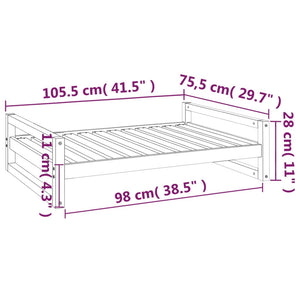 vidaXL Dog Bed White 105.5x75.5x28 cm Solid Pine Wood