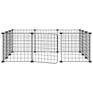 vidaXL 12-Panel Pet Cage with Door Black 35x35 cm Steel