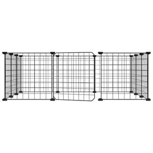 vidaXL 12-Panel Pet Cage with Door Black 35x35 cm Steel