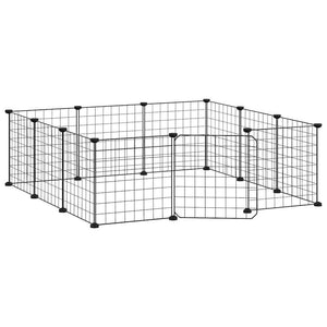 vidaXL 12-Panel Pet Cage with Door Black 35x35 cm Steel