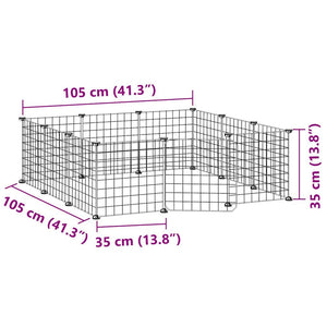 vidaXL 12-Panel Pet Cage with Door Black 35x35 cm Steel