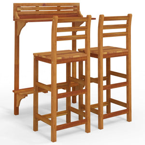 vidaXL 3 Piece Balcony Bar Set Solid Wood Acacia