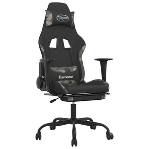 vidaXL Swivel Gaming Chair with Footrest Black and Camouflage Fabric