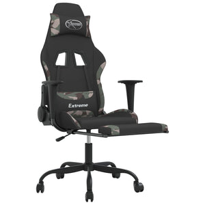 vidaXL Swivel Gaming Chair with Footrest Black and Camouflage Fabric