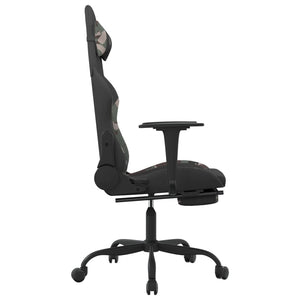 vidaXL Swivel Gaming Chair with Footrest Black and Camouflage Fabric