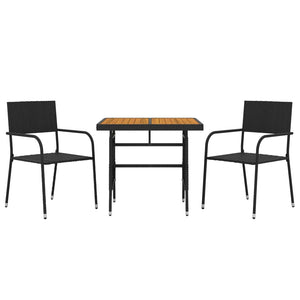 vidaXL 3 Piece Outdoor Dining Set Poly Rattan Black