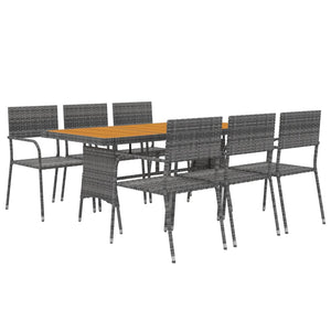 vidaXL 7 Piece Outdoor Dining Set Poly Rattan Grey