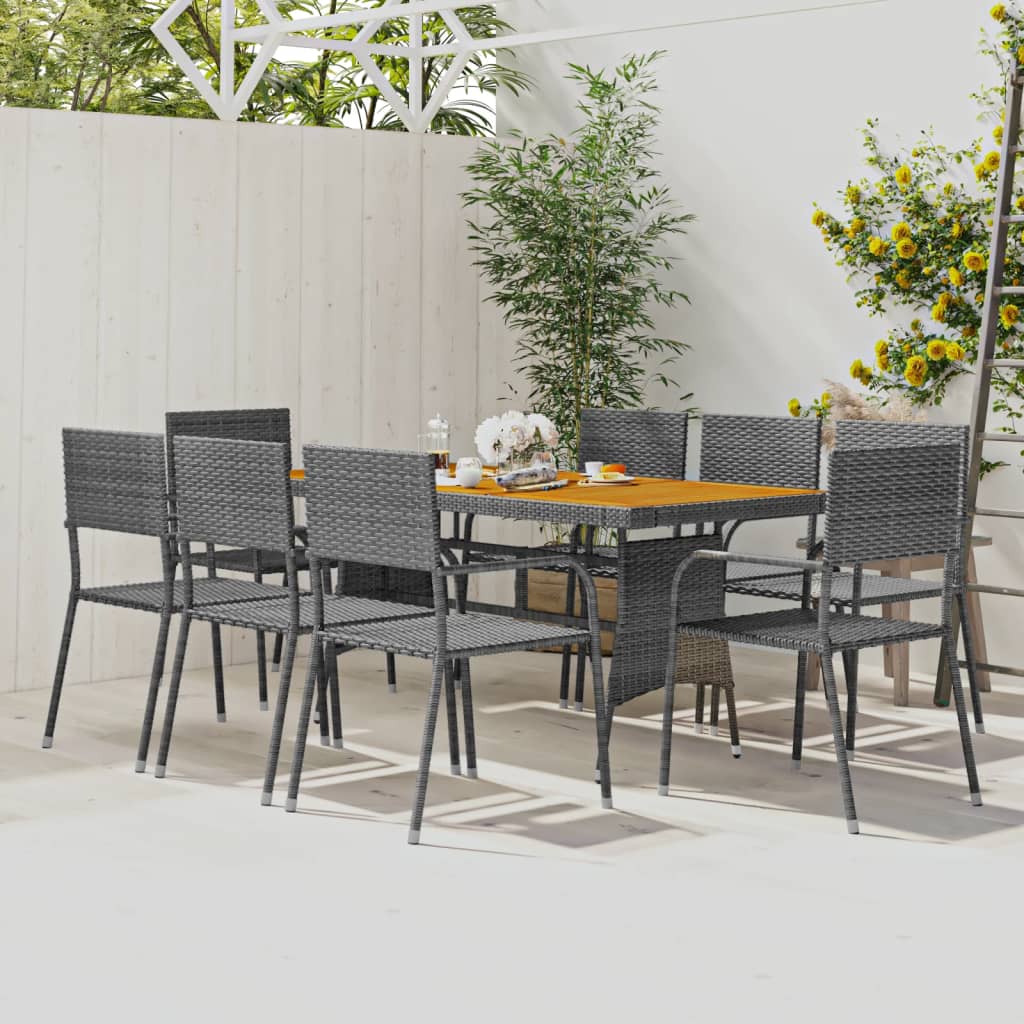 vidaXL 9 Piece Outdoor Dining Set Poly Rattan Grey