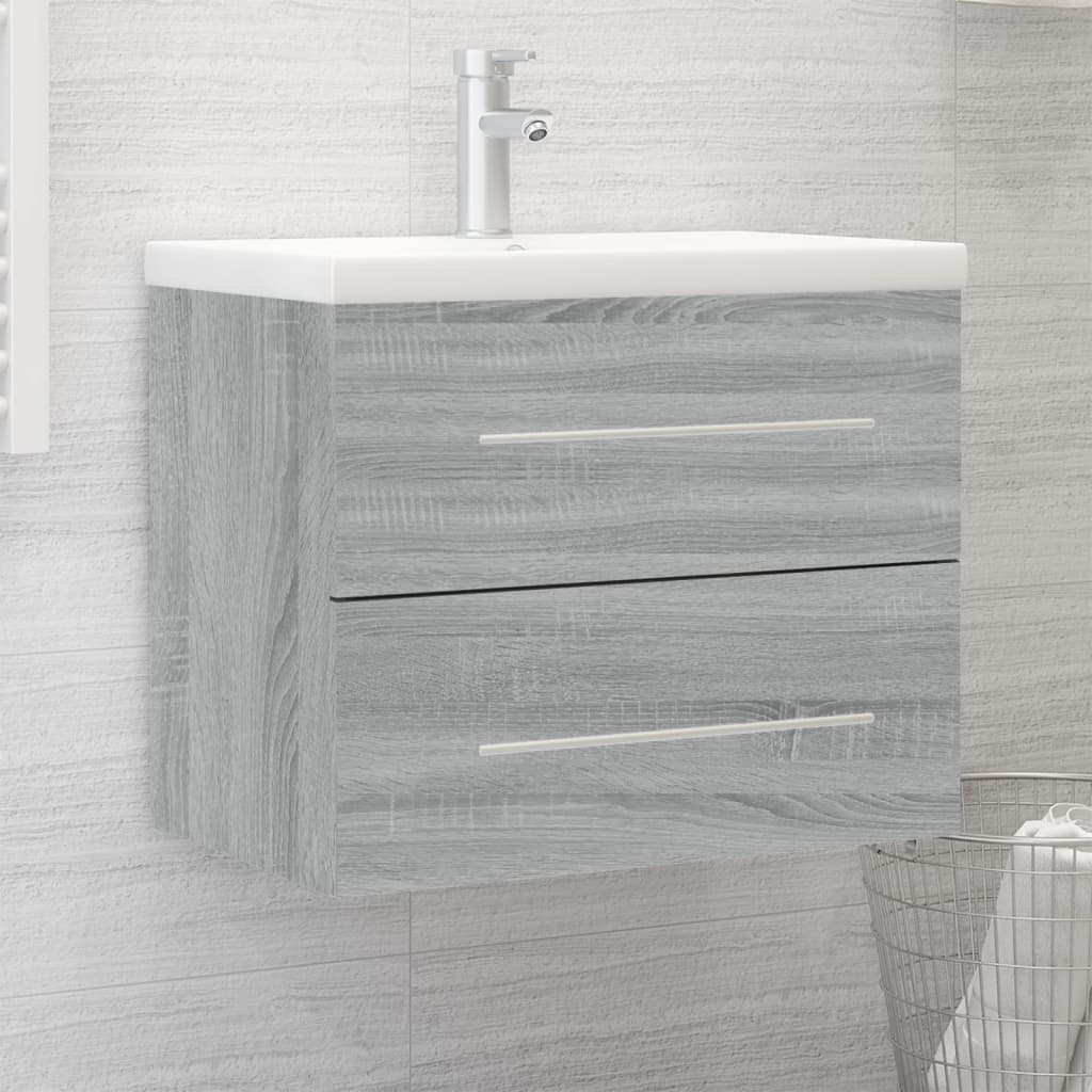 vidaXL Sink Cabinet with Built-in Basin Grey Sonoma Engineered Wood