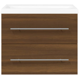 vidaXL Sink Cabinet with Built-in Basin Brown Oak Engineered Wood