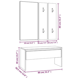 vidaXL Hallway Furniture Set Smoked Oak Engineered Wood