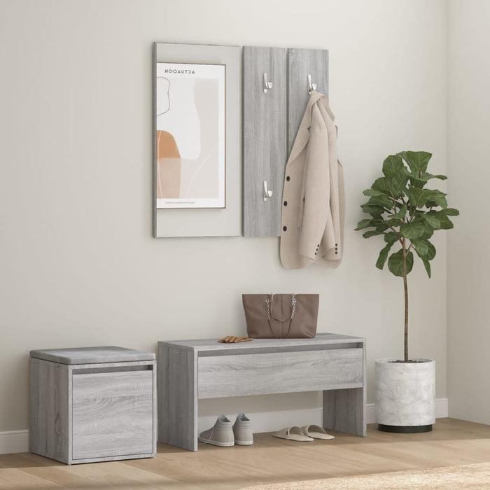 vidaXL Hallway Furniture Set Grey Sonoma Engineered Wood