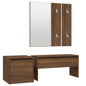 vidaXL Hallway Furniture Set Brown Oak Engineered Wood