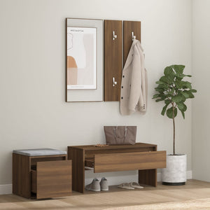 vidaXL Hallway Furniture Set Brown Oak Engineered Wood