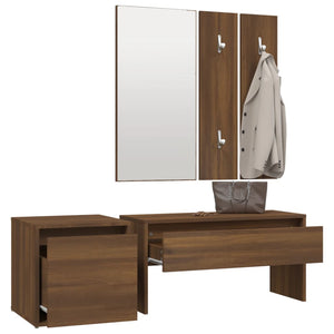 vidaXL Hallway Furniture Set Brown Oak Engineered Wood