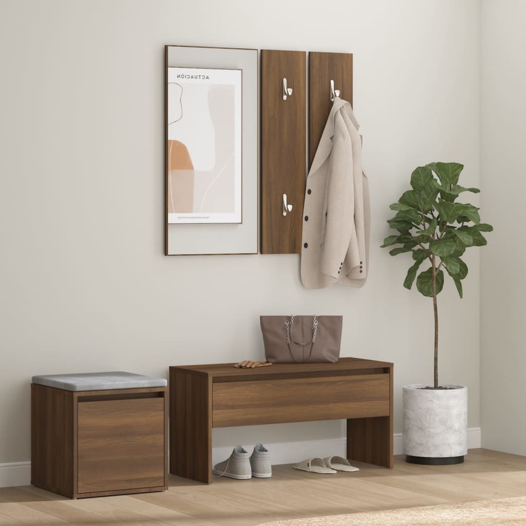 vidaXL Hallway Furniture Set Brown Oak Engineered Wood