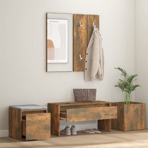 vidaXL Hallway Furniture Set Smoked Oak Engineered Wood