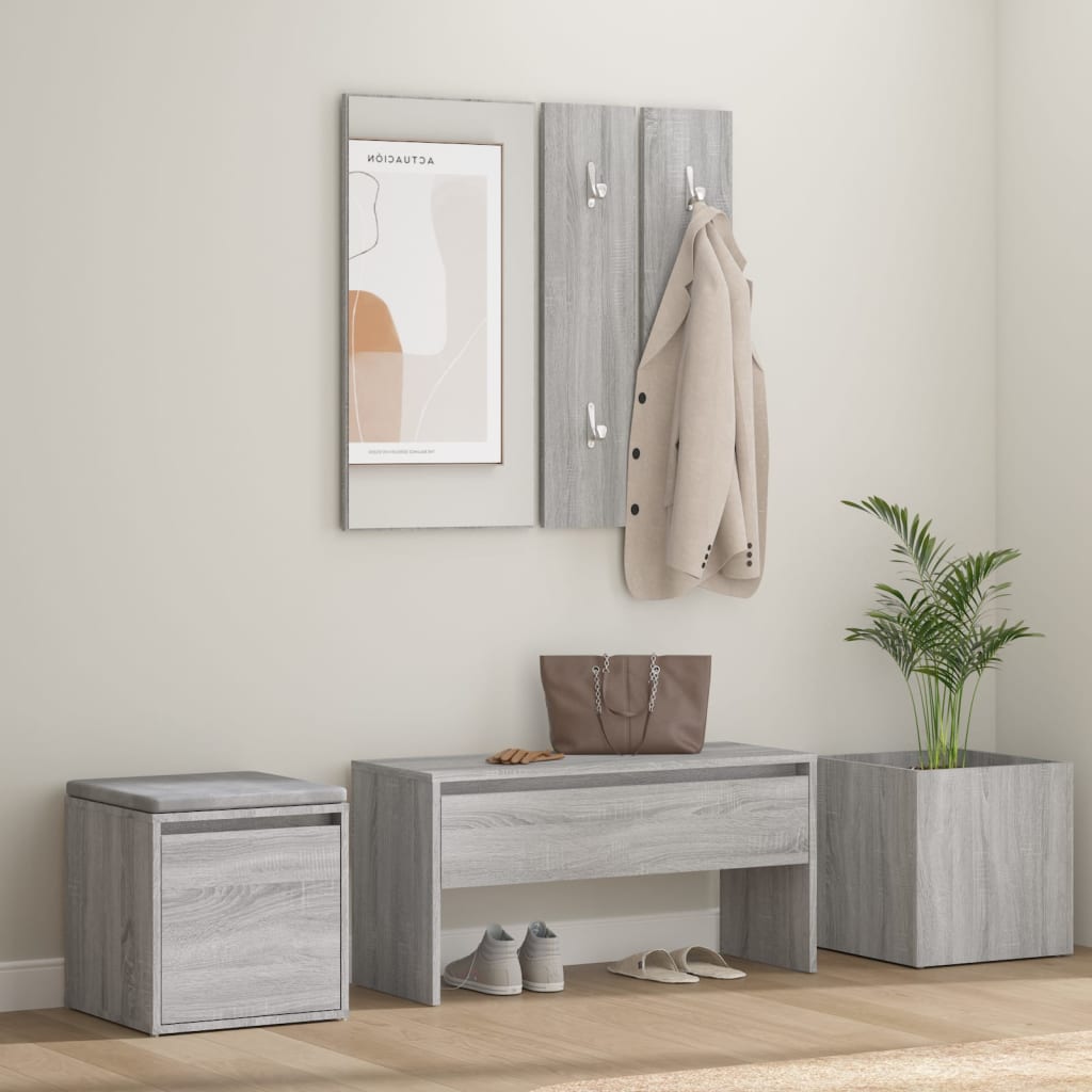 vidaXL Hallway Furniture Set Grey Sonoma Engineered Wood