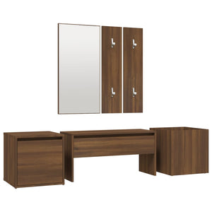 vidaXL Hallway Furniture Set Brown Oak Engineered Wood