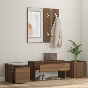 vidaXL Hallway Furniture Set Brown Oak Engineered Wood