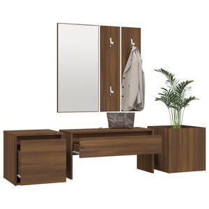 vidaXL Hallway Furniture Set Brown Oak Engineered Wood