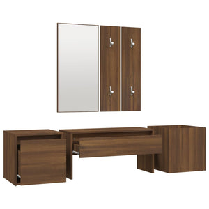 vidaXL Hallway Furniture Set Brown Oak Engineered Wood