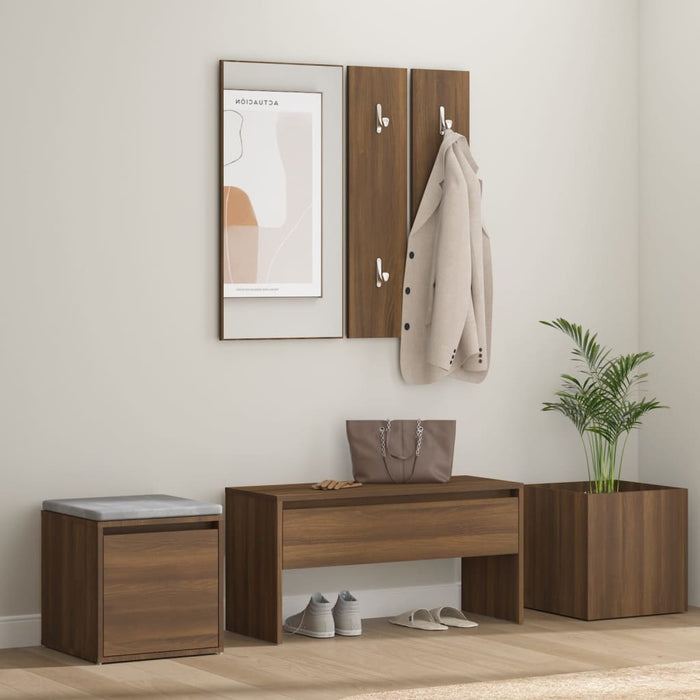 vidaXL Hallway Furniture Set Brown Oak Engineered Wood