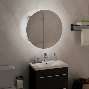 vidaXL Bathroom Cabinet with Round Mirror&LED White 40x40x17.5 cm