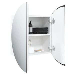 vidaXL Bathroom Cabinet with Round Mirror&LED White 40x40x17.5 cm