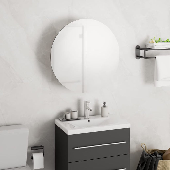 vidaXL Bathroom Cabinet with Round Mirror&LED White 40x40x17.5 cm