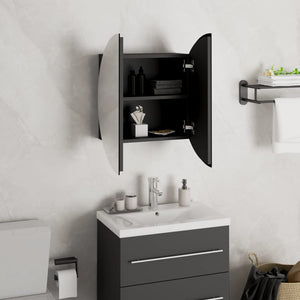 vidaXL Bathroom Cabinet with Round Mirror&LED Black 40x40x17.5 cm