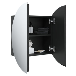 vidaXL Bathroom Cabinet with Round Mirror&LED Black 40x40x17.5 cm