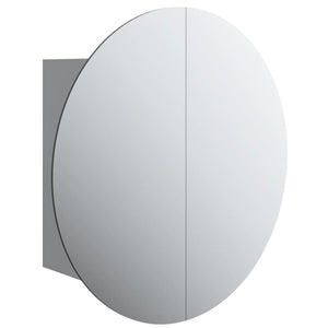 vidaXL Bathroom Cabinet with Round Mirror&LED Grey 40x40x17.5 cm