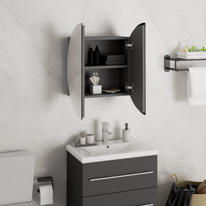 vidaXL Bathroom Cabinet with Round Mirror&LED Grey 40x40x17.5 cm