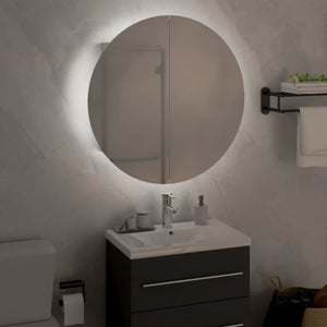 vidaXL Bathroom Cabinet with Round Mirror&LED White 47x47x17.5 cm