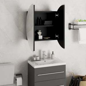 vidaXL Bathroom Cabinet with Round Mirror&LED Black 47x47x17.5 cm